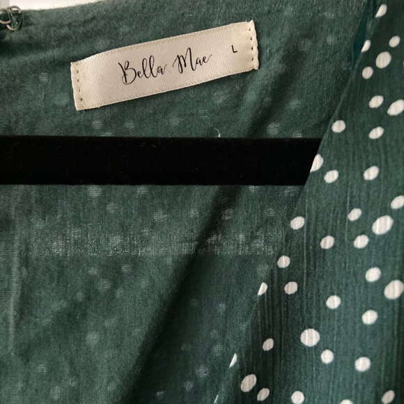 Emerald Green Dress w/ White Polka Dot Size Large - Picture 5 of 7